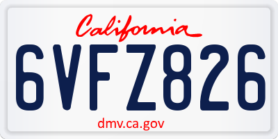 CA license plate 6VFZ826