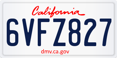 CA license plate 6VFZ827