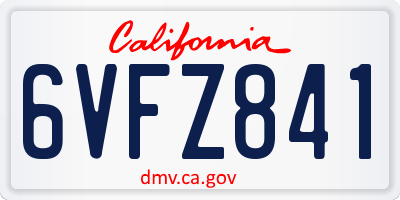 CA license plate 6VFZ841