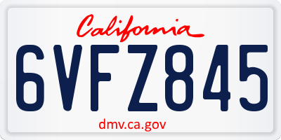 CA license plate 6VFZ845