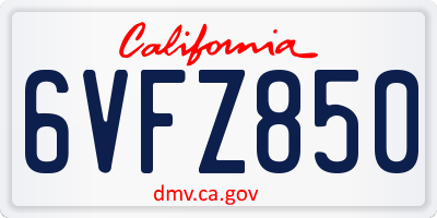 CA license plate 6VFZ850