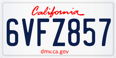 CA license plate 6VFZ857