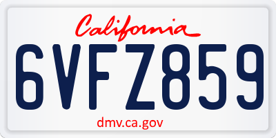 CA license plate 6VFZ859