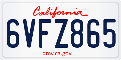 CA license plate 6VFZ865