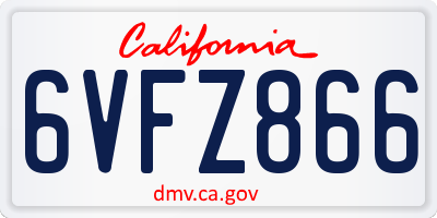 CA license plate 6VFZ866