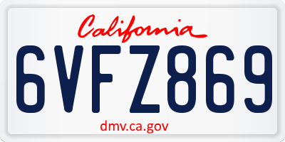 CA license plate 6VFZ869