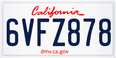 CA license plate 6VFZ878