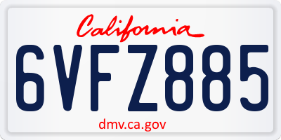 CA license plate 6VFZ885