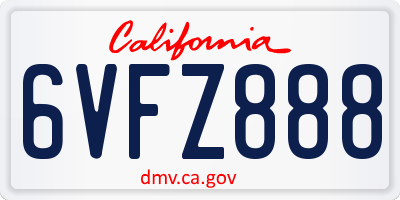 CA license plate 6VFZ888