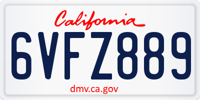 CA license plate 6VFZ889