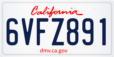 CA license plate 6VFZ891