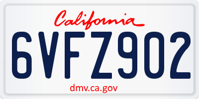 CA license plate 6VFZ902