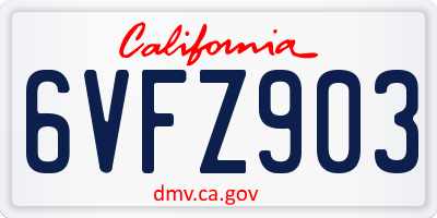 CA license plate 6VFZ903