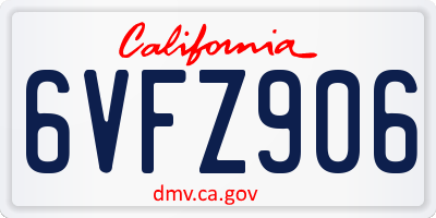 CA license plate 6VFZ906
