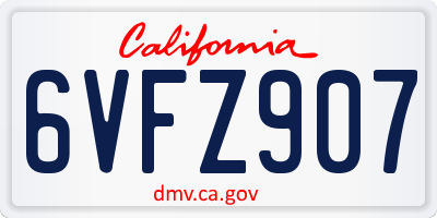 CA license plate 6VFZ907