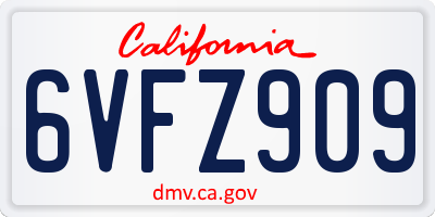 CA license plate 6VFZ909