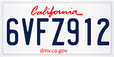 CA license plate 6VFZ912