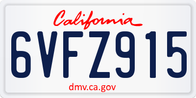 CA license plate 6VFZ915