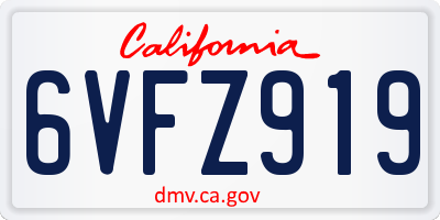 CA license plate 6VFZ919