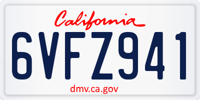 CA license plate 6VFZ941