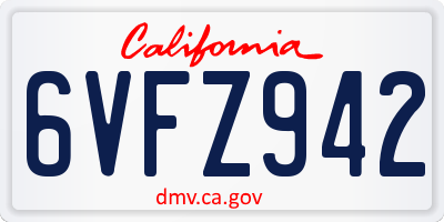 CA license plate 6VFZ942