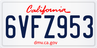 CA license plate 6VFZ953