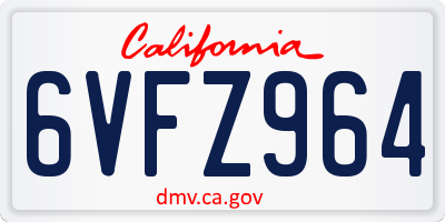 CA license plate 6VFZ964