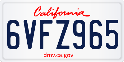 CA license plate 6VFZ965