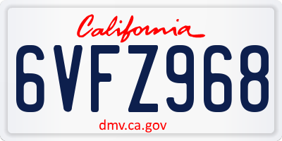 CA license plate 6VFZ968