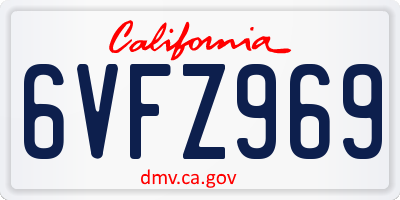 CA license plate 6VFZ969