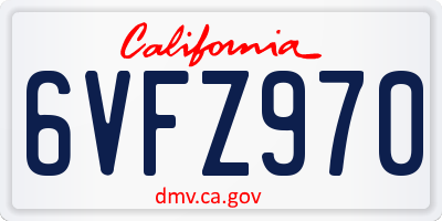 CA license plate 6VFZ970
