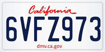 CA license plate 6VFZ973