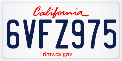 CA license plate 6VFZ975