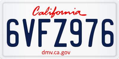 CA license plate 6VFZ976