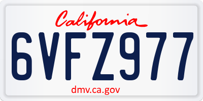 CA license plate 6VFZ977