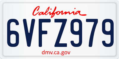 CA license plate 6VFZ979