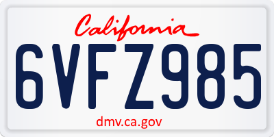 CA license plate 6VFZ985