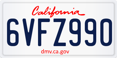CA license plate 6VFZ990