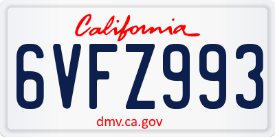 CA license plate 6VFZ993