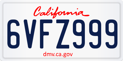 CA license plate 6VFZ999