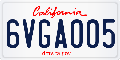 CA license plate 6VGA005