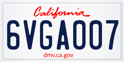 CA license plate 6VGA007