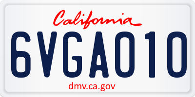 CA license plate 6VGA010