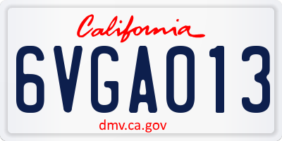 CA license plate 6VGA013