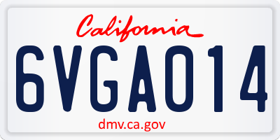 CA license plate 6VGA014