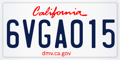 CA license plate 6VGA015