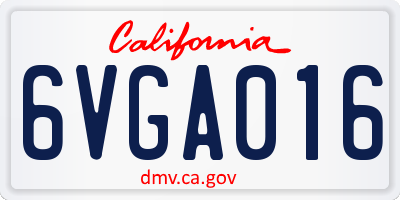 CA license plate 6VGA016