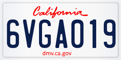 CA license plate 6VGA019