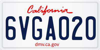 CA license plate 6VGA020