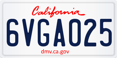 CA license plate 6VGA025